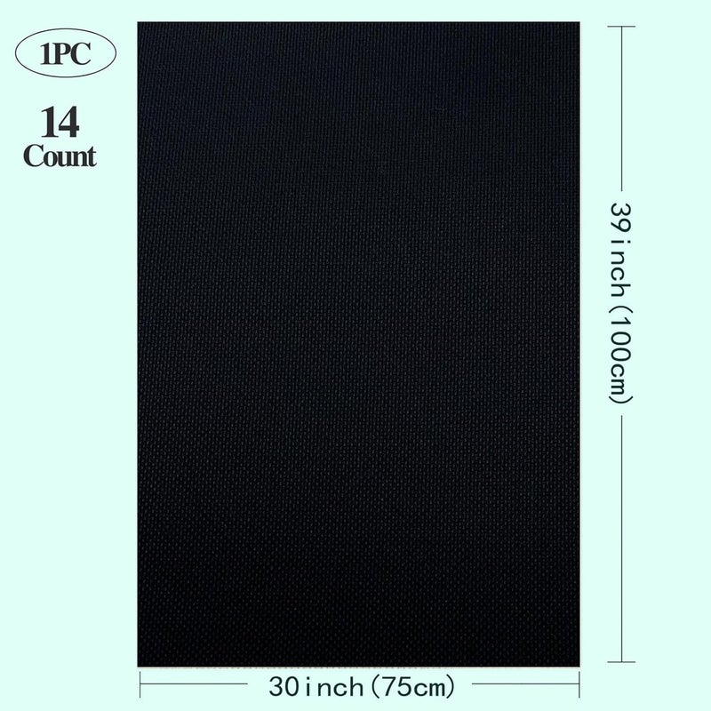 Zhenqing Aida Cloth 14 Count Cross Stitch Fabric Cross Stitch Aida Cloth for Embroidery and Needlework (Black, 30 * 39inch) - Image 2
